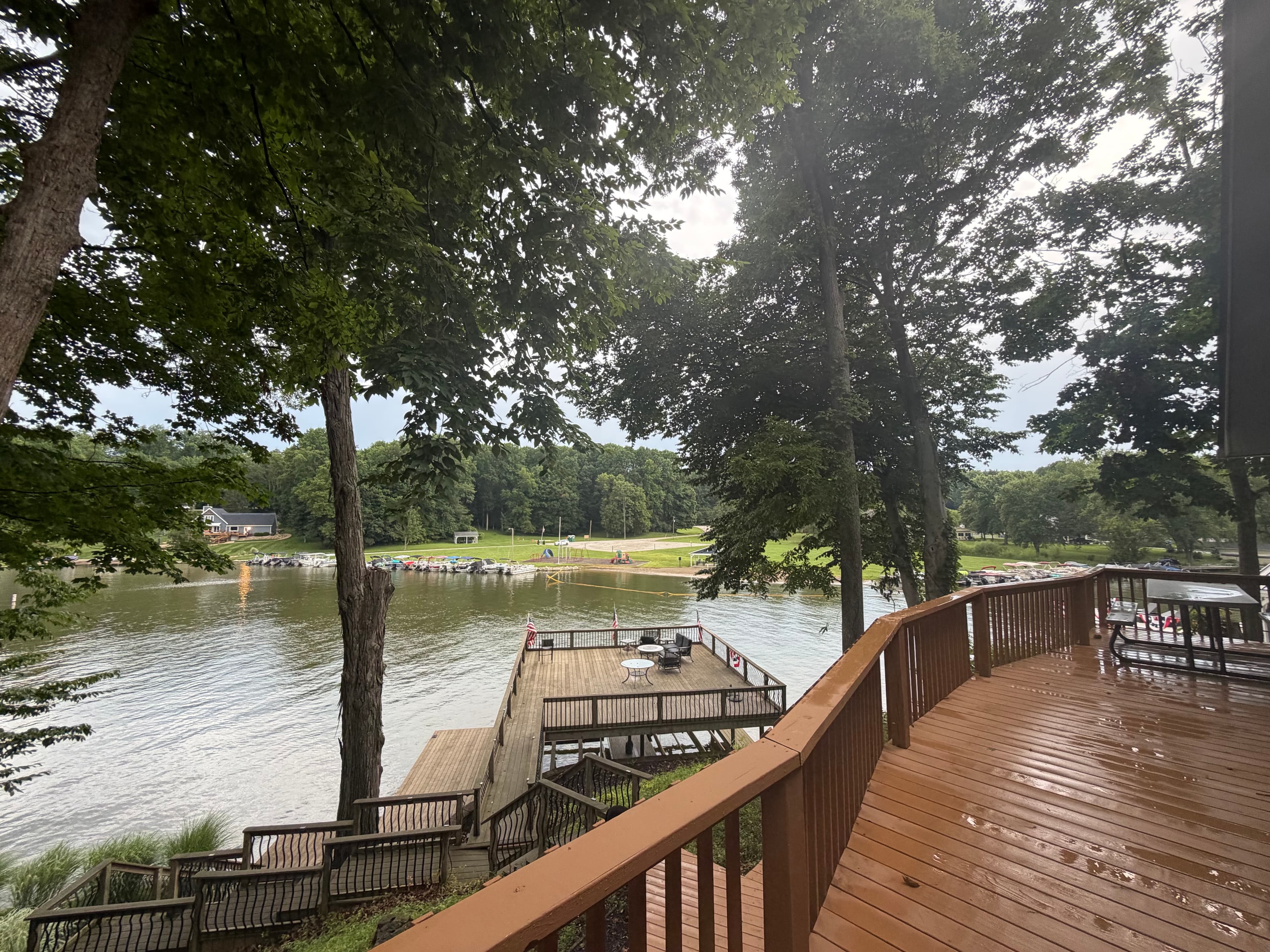 Multi-level decks down to the lake