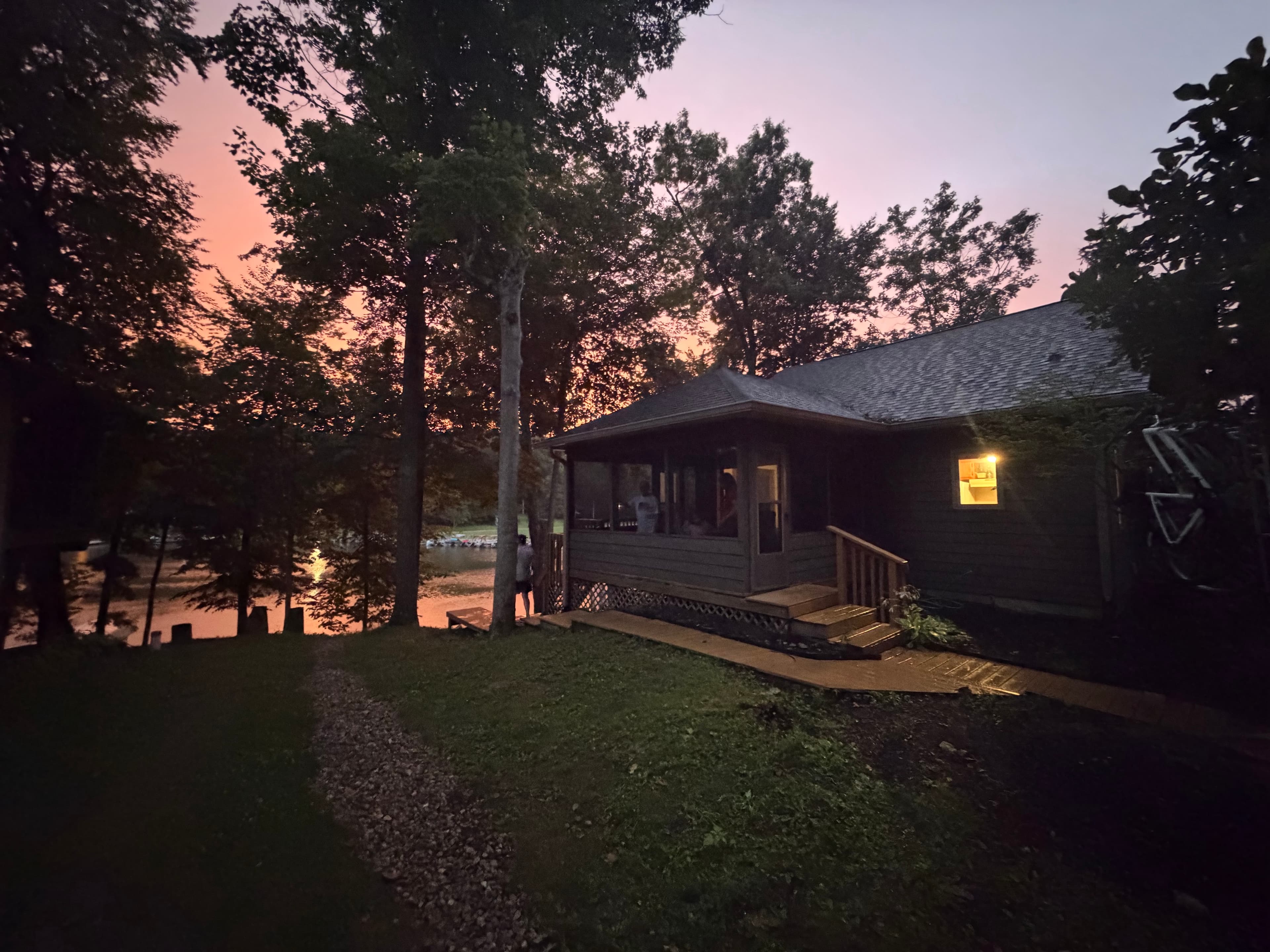 The screened porch at dusk